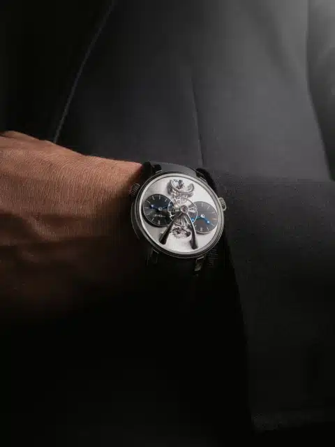 MB&F LM1 EVO Titanium model on the wrist